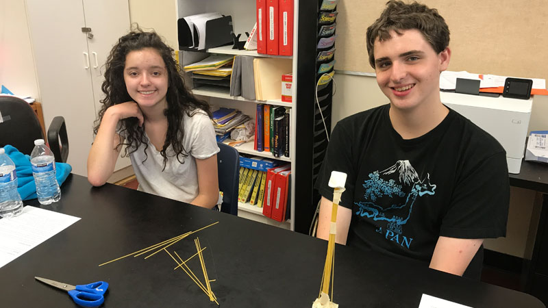 Teens build the tallest free-standing structure using no more than 20 sticks of spaghetti